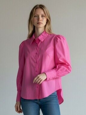 Vanessa Scott  Made In Italy Cotton Fuchsia Button Down Shirt